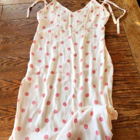 REFORMATION JADE POLKA DOT PINK MIDI TIE STRAP DRESS  sz XL - Picture 1 of 4